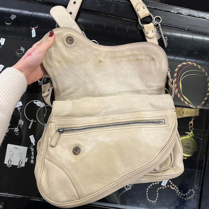 Christian Dior cream gaucho bag