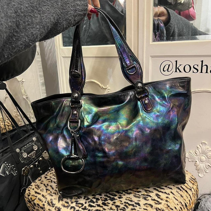 Gucci iridescent horsebit icon tote bag