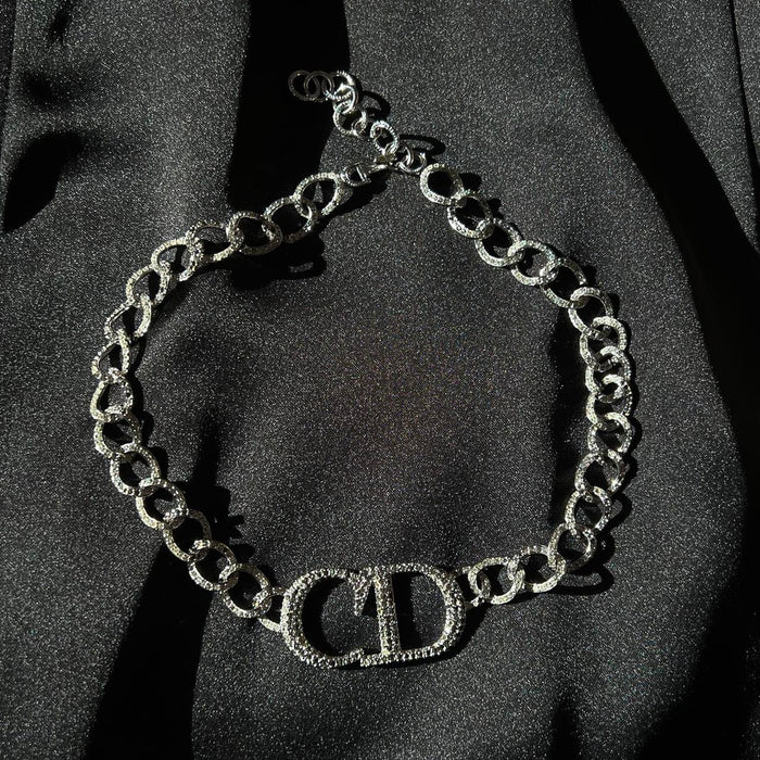 Christian Dior silver diamante necklace