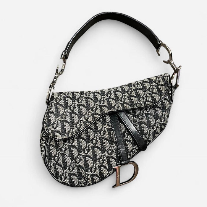 Christian Dior black oblique saddle bag