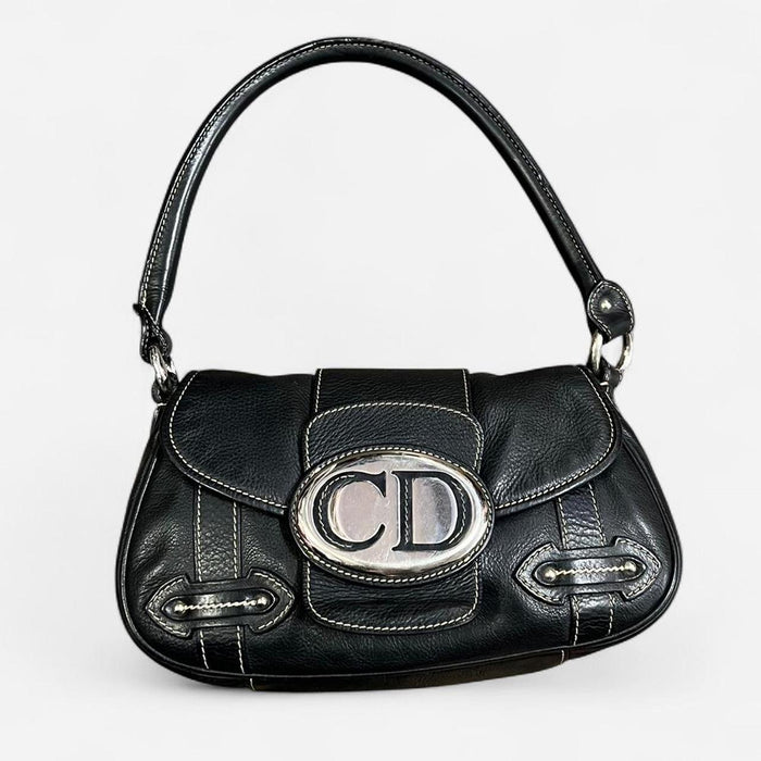 Christian Dior black leather shoulder bag