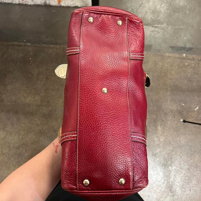 Gucci red guccissima bowler bag