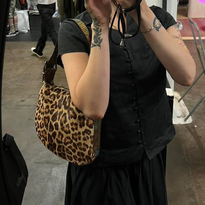 Fendi leopard print fur oyster bag