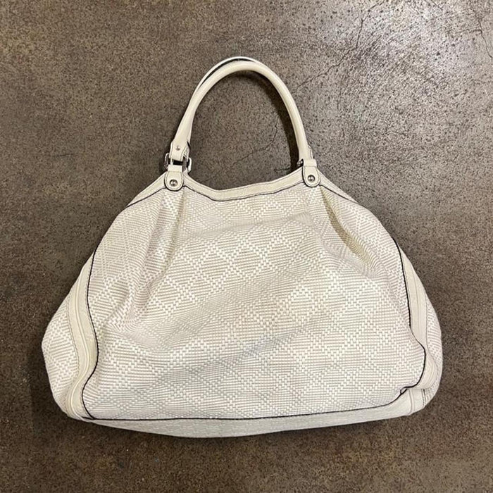 Gucci white diamanté large sukey bag