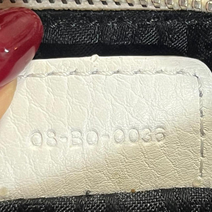 Christian Dior white leather spellout shoulder bag