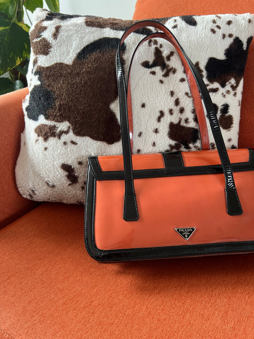 Prada orange and black shoulder bag