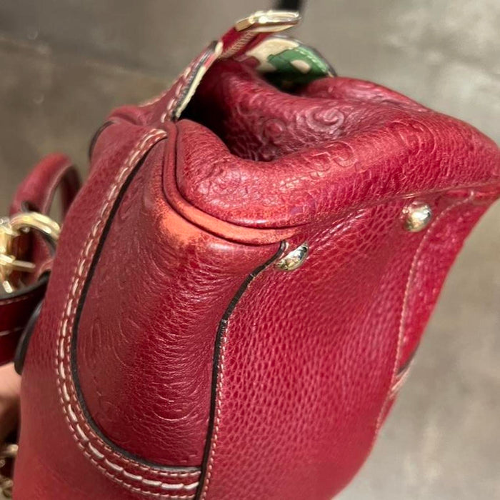 Gucci red guccissima bowler bag