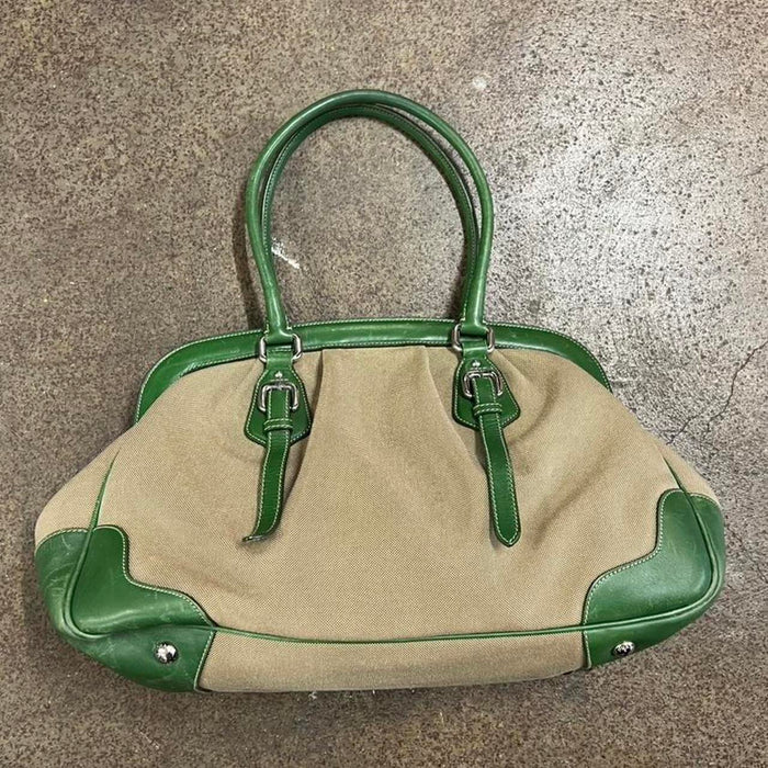 Prada green jacquard shoulder bag