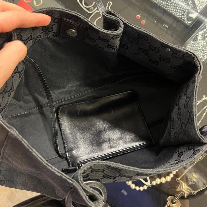 Gucci black canvas tote bag