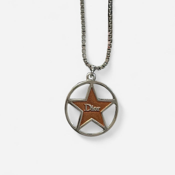 Christian Dior silver red star necklace