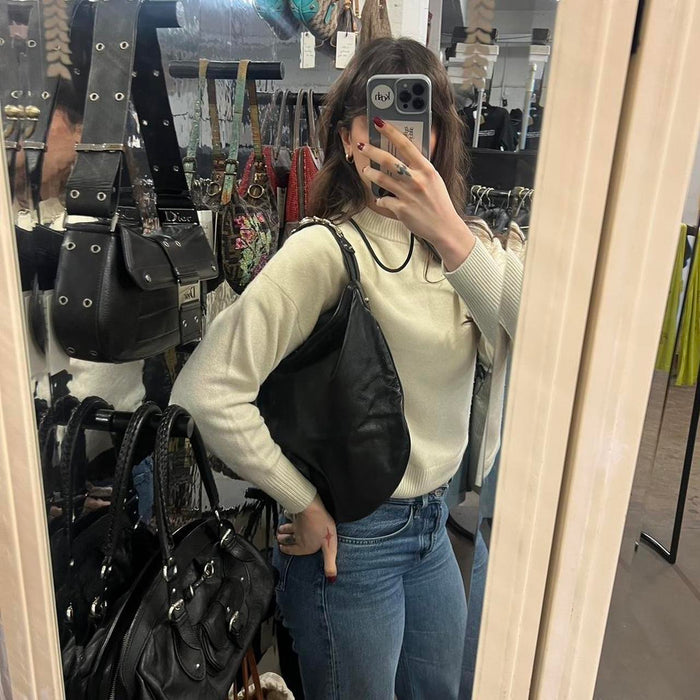 Gucci black leather horsebit bag