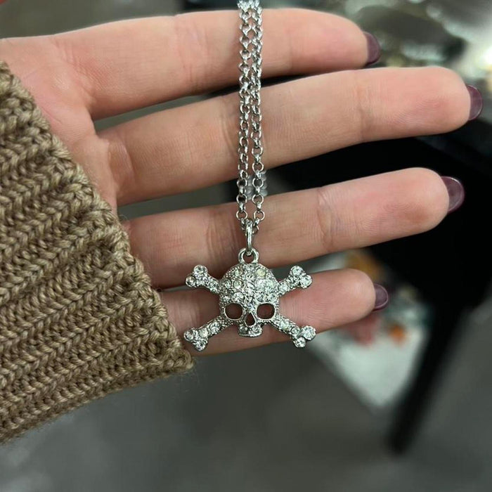 Vivienne Westwood silver diamante skull necklace