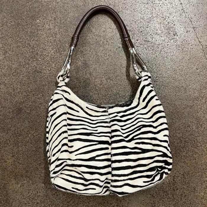 Prada pony fur zebra shoulder bag