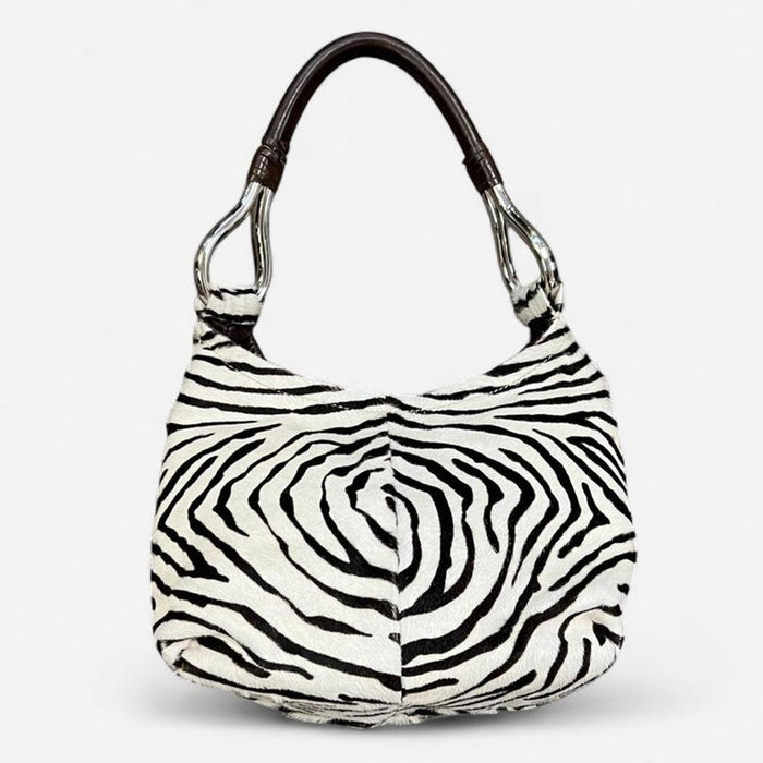 Prada pony fur zebra shoulder bag