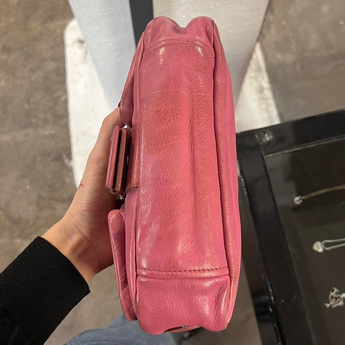 Prada pink leather shoulder bag