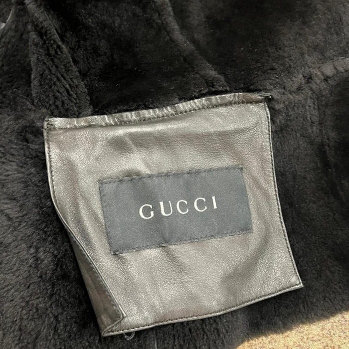 Gucci Tom Ford black leather shearling jacket
