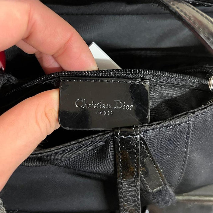 Christian Dior black satin saddle bag