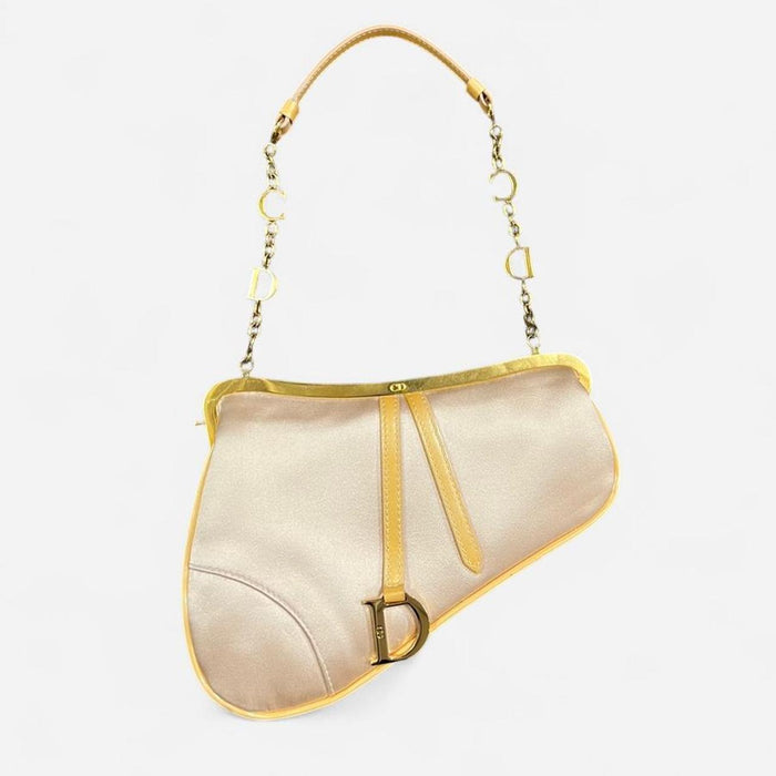 Christian Dior pink satin mini saddle bag