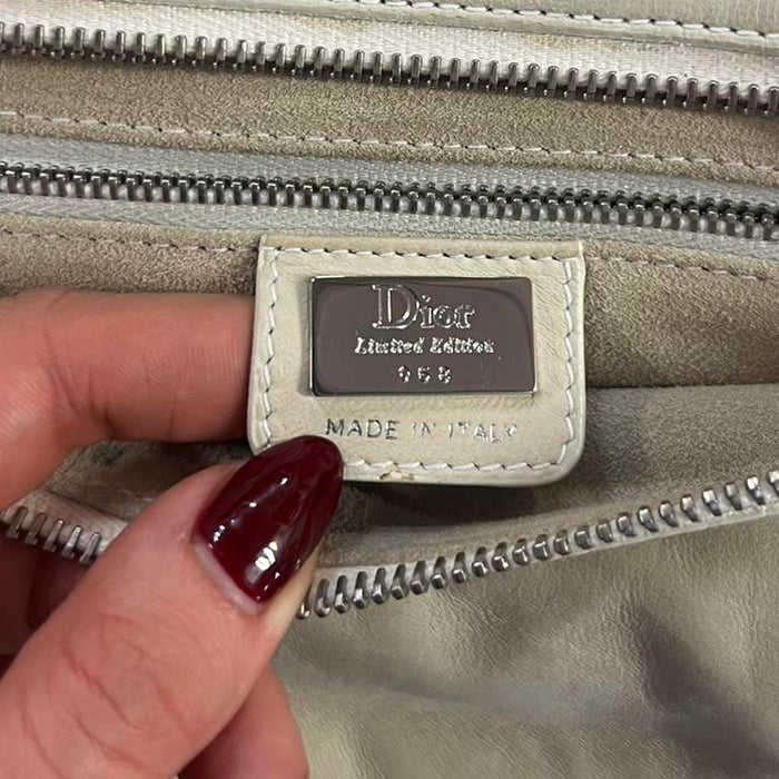 Christian Dior white oyster strap gaucho saddle bag