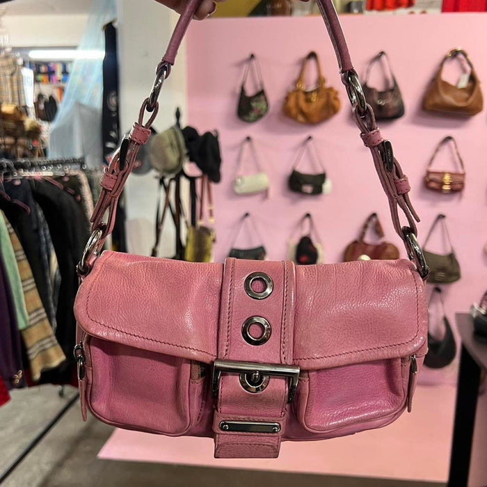 Prada pink leather shoulder bag