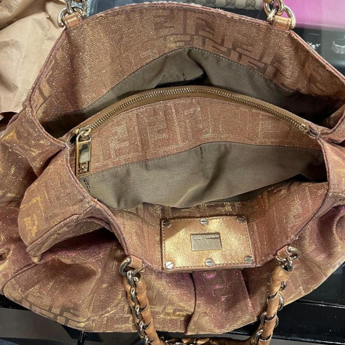 Fendi metallic pink & gold large Mia bag