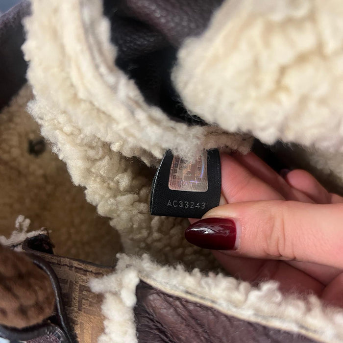 Fendi shearling leather shoulder bag