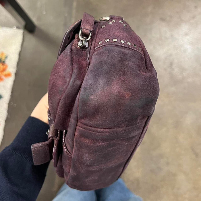 Prada purple suede chain shoulder bag