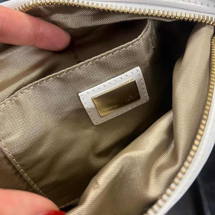 Fendi white leather shoulder bag