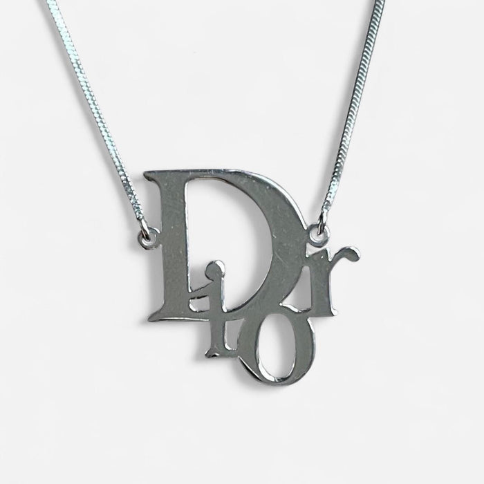 Christian Dior silver logo choker necklace