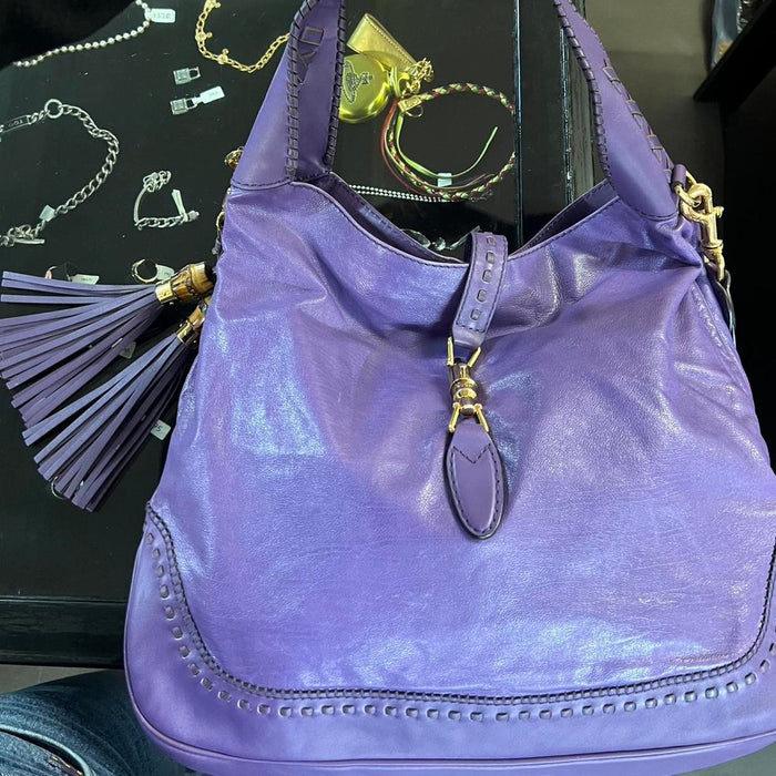 Gucci large Jackie purple leather shoulder bag