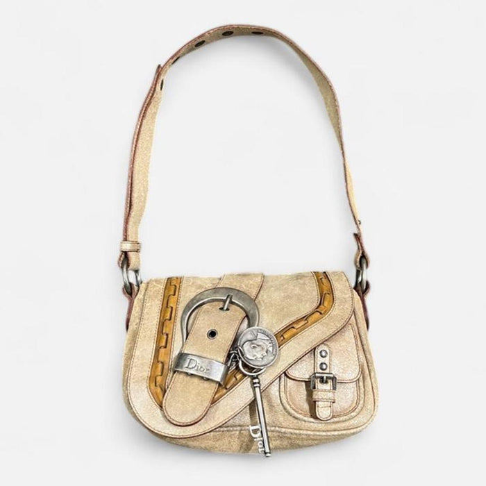 Christian Dior champagne small gaucho bag