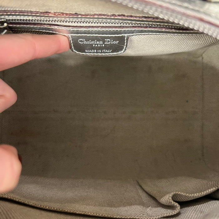Christian Dior silver monogram Boston bag