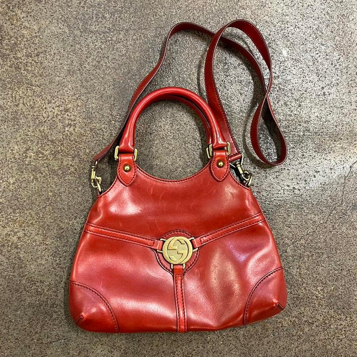 Gucci reins small hobo red leather bag