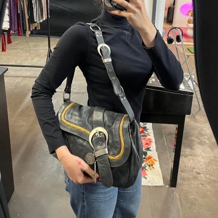 Dior gaucho black saddle bag