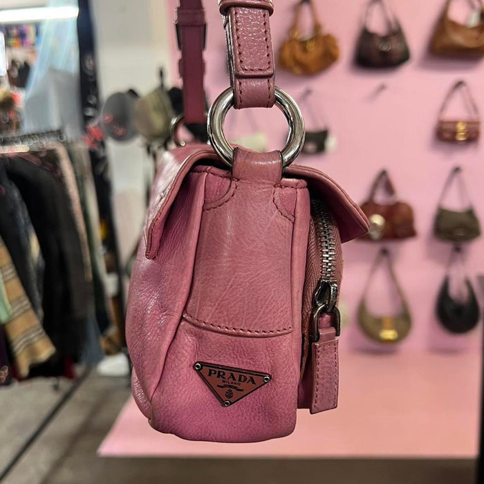 Prada pink leather shoulder bag