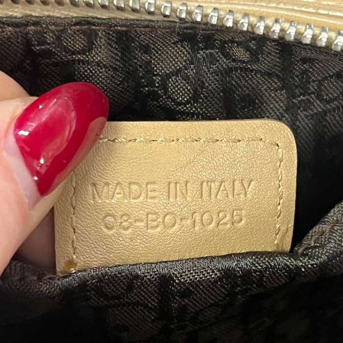 Christian Dior beige spellout shoulder bag