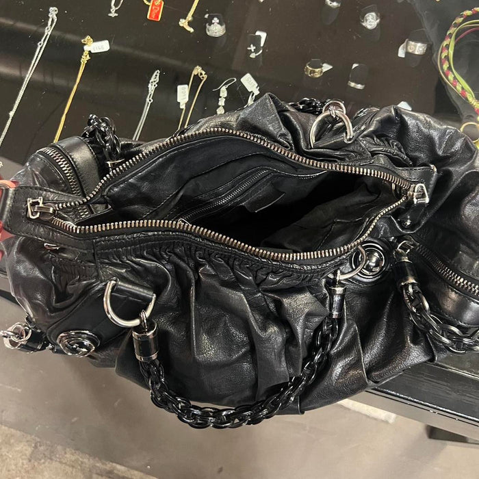 Gucci black leather galaxy bag
