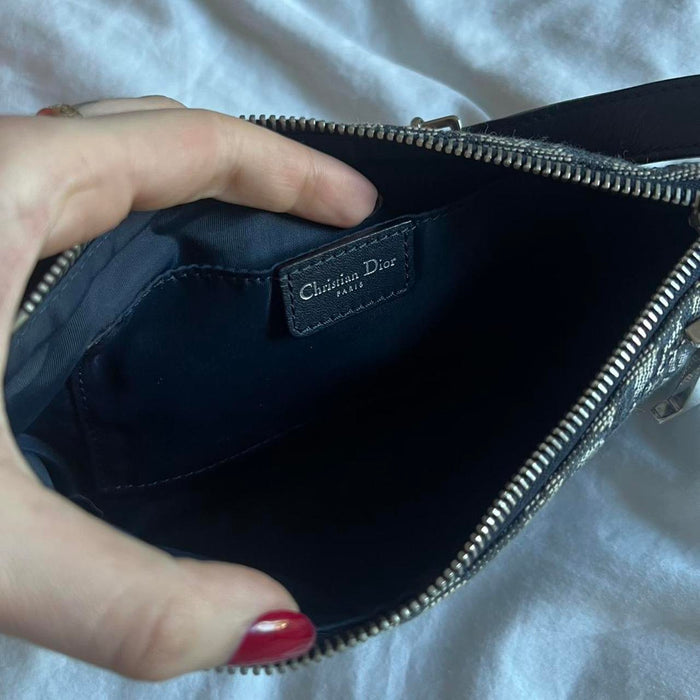 Dior vintage navy blue & silver spellout shoulder bag