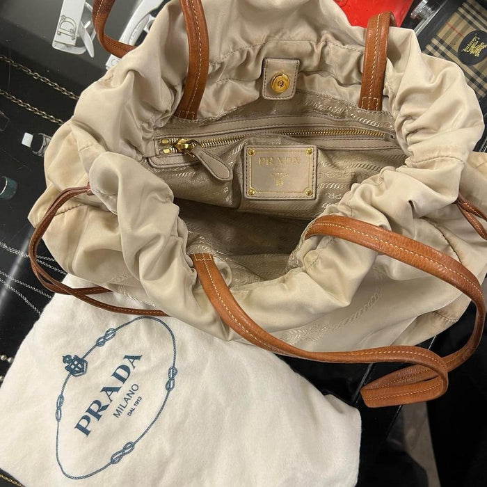 Prada jacquard nylon shoulder bag