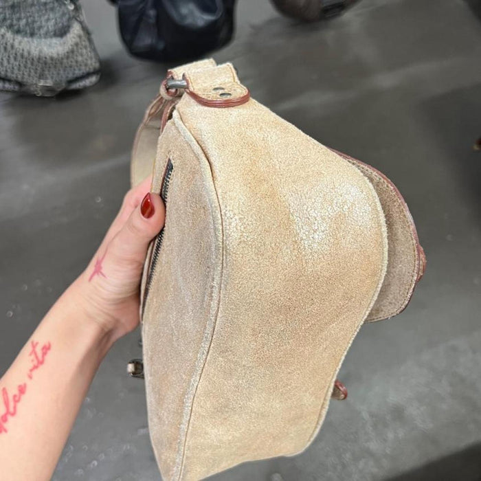 Christian Dior champagne small gaucho bag