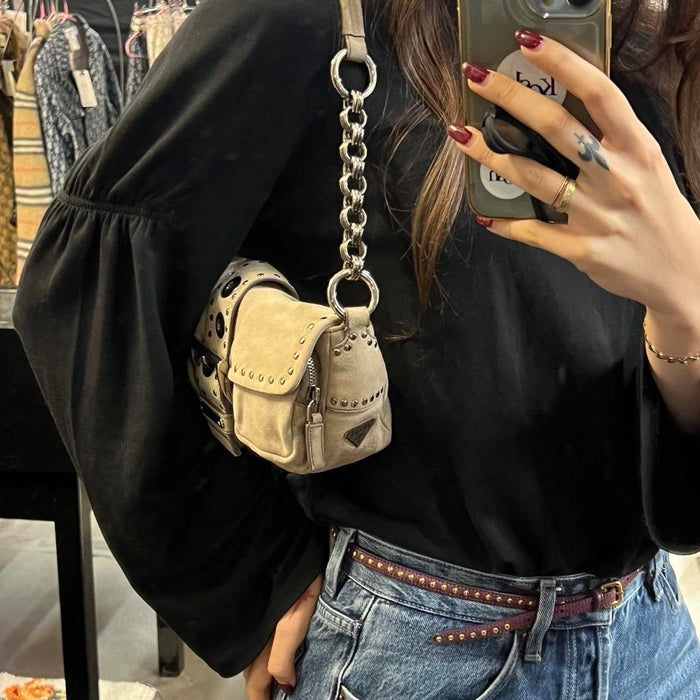Prada suede chain shoulder bag