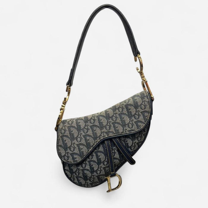 Christian Dior navy mini saddle bag