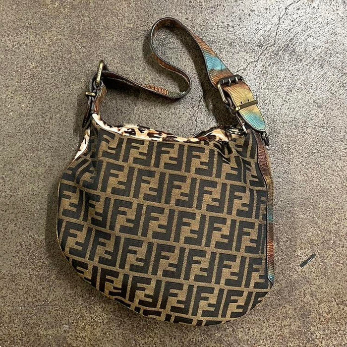 Fendi leopard print fur oyster bag