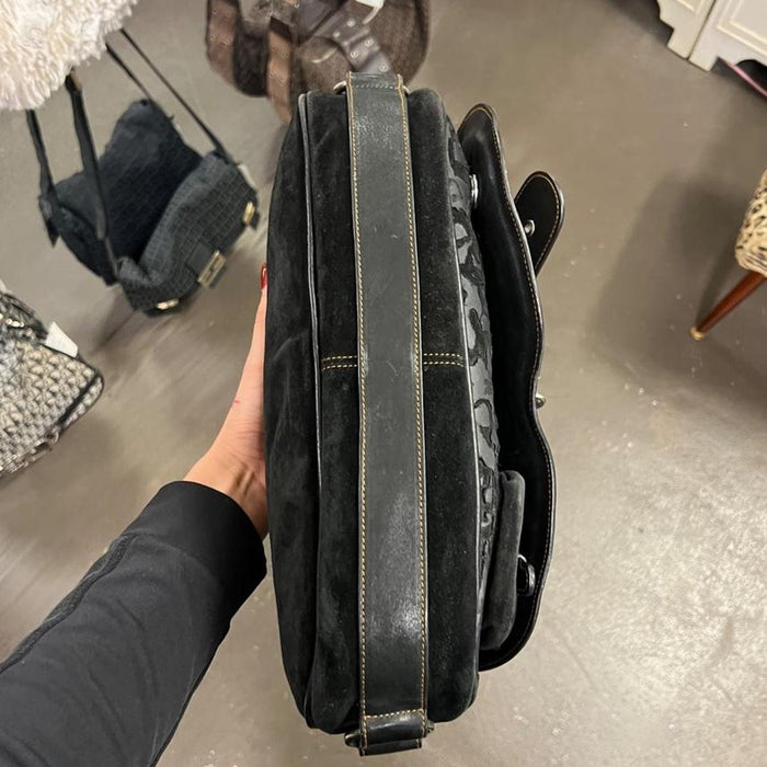 Christian Dior black suede gaucho bag