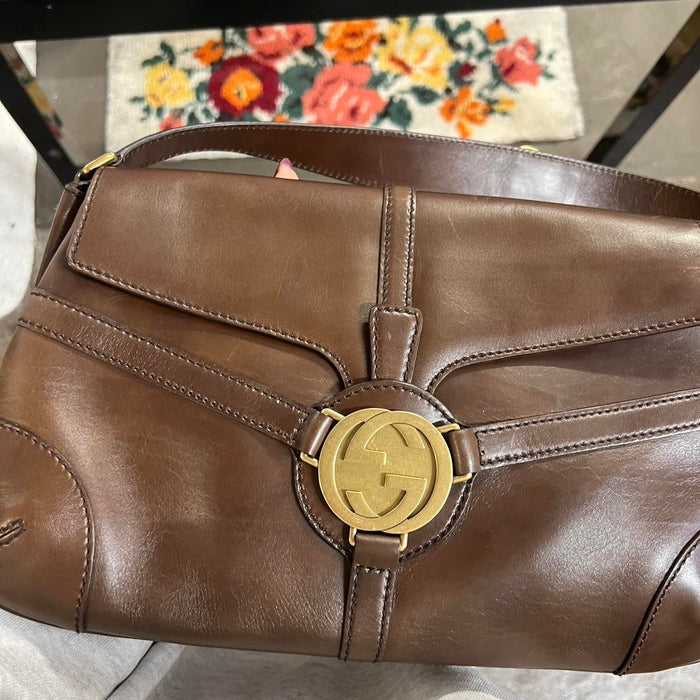 Gucci Britt brown leather shoulder bag