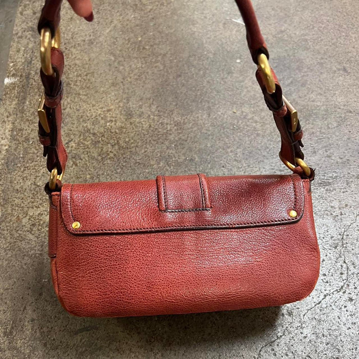 Prada red leather shoulder bag