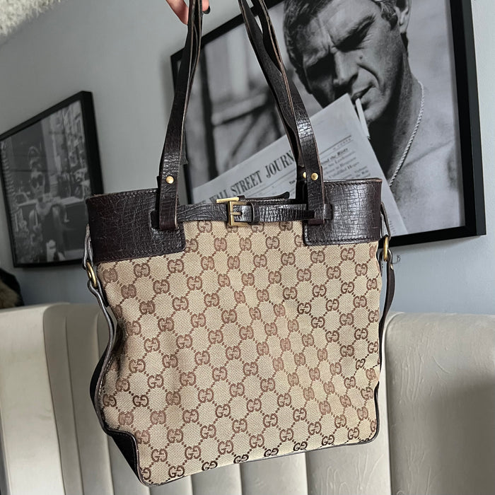 Gucci brown buckle shoulder bag