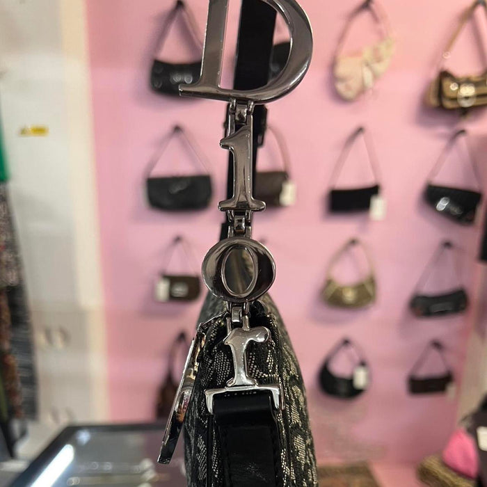 Dior vintage black & silver spellout shoulder bag