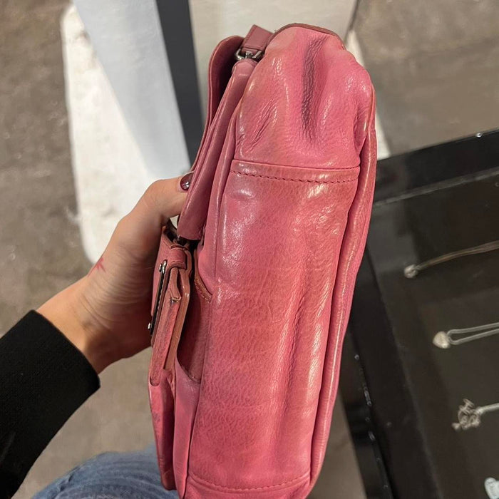 Prada pink leather shoulder bag