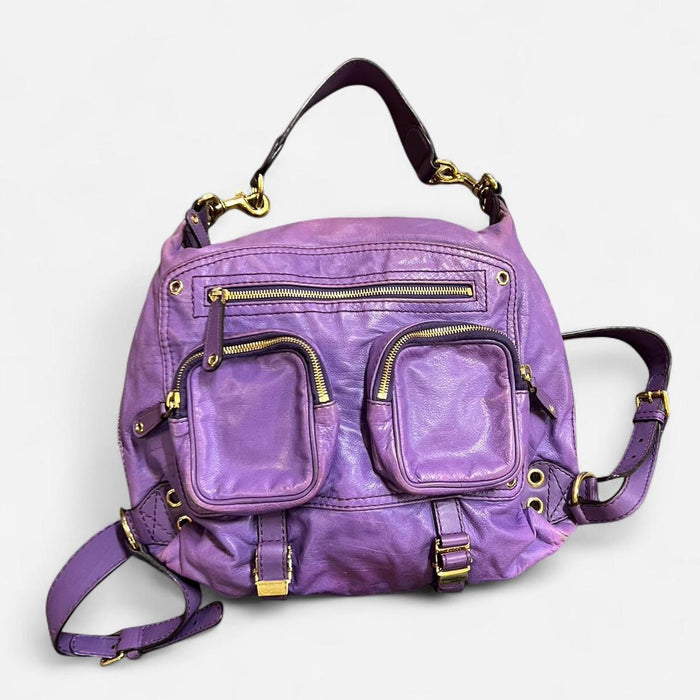 Gucci hysteria purple leather convertible shoulder bag & backpack